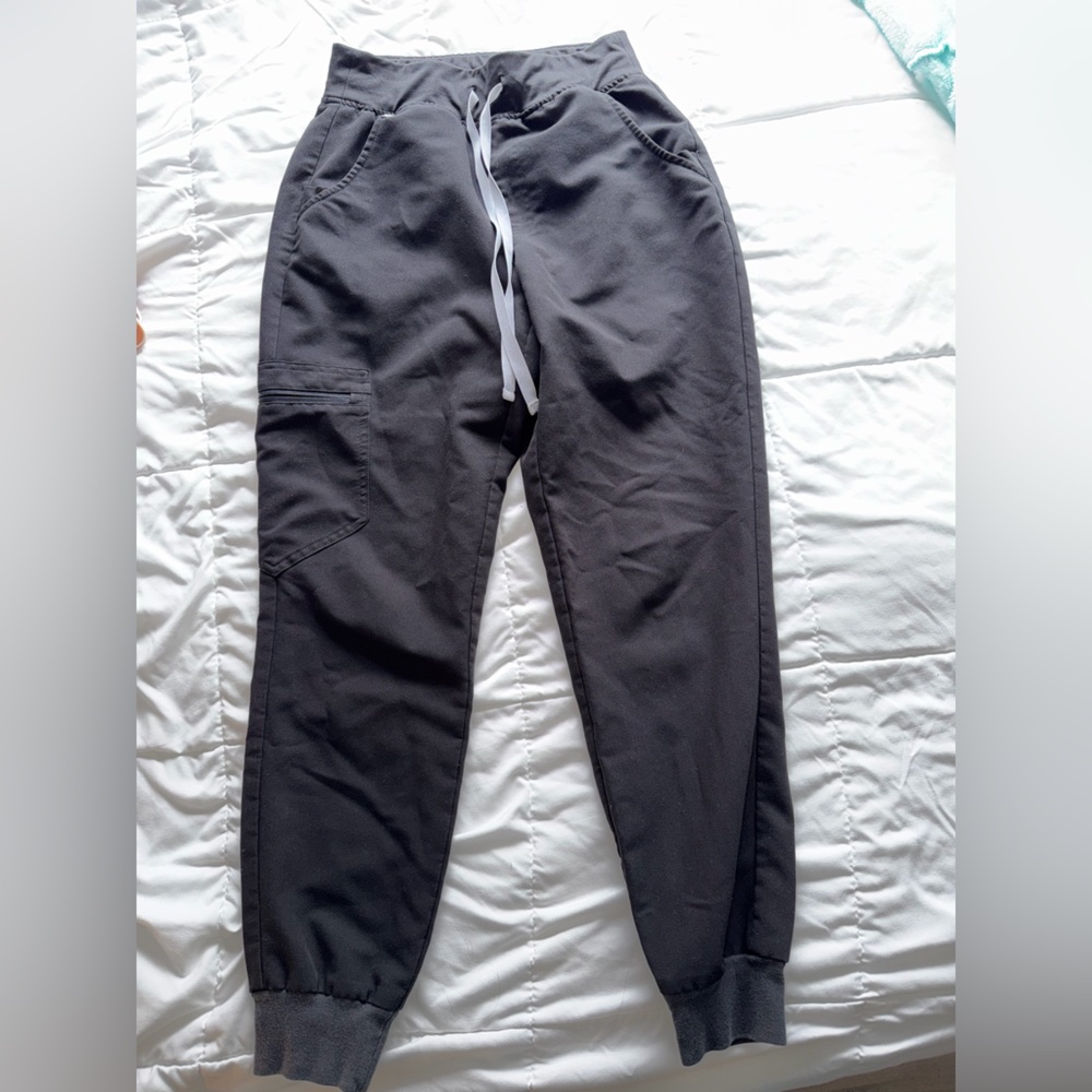 Figs Black Women's Jogger Pants with White Drawstring
